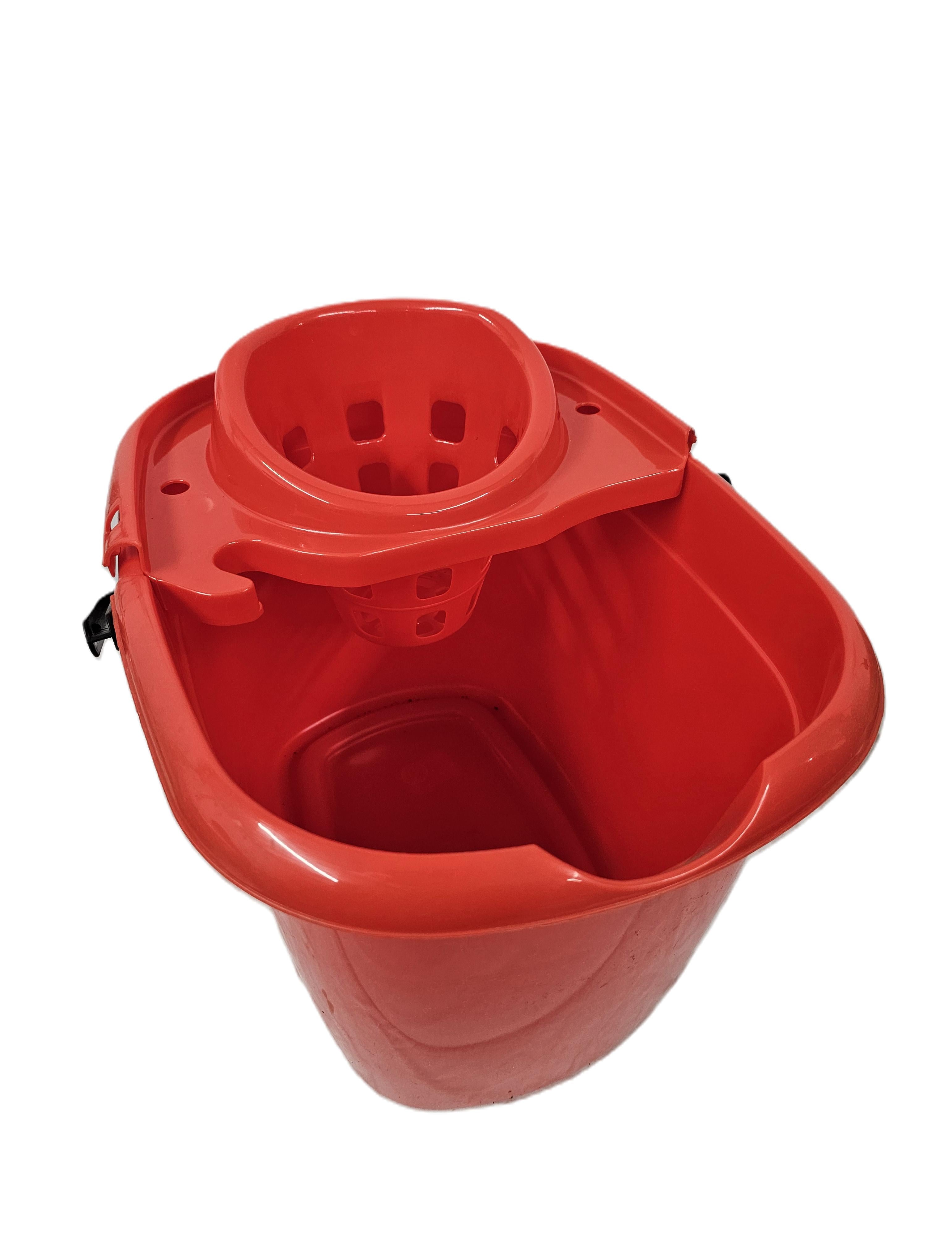 Plastic mop bucket  with squeezing basket and handle  red or blue